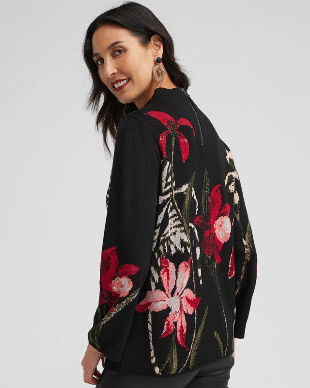 Floral Mock Neck Sweater - image 3